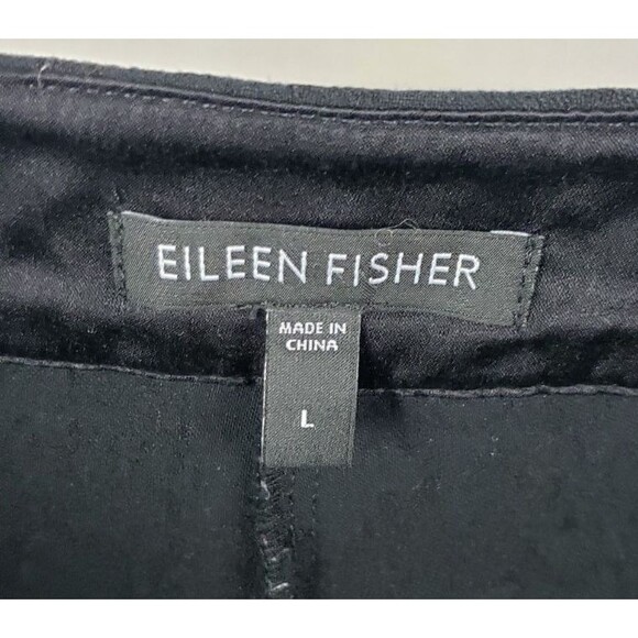 EILEEN FISHER Black Crepe Ankle Pants L Stretchy Casual Comfort Minimalist - Picture 3 of 5